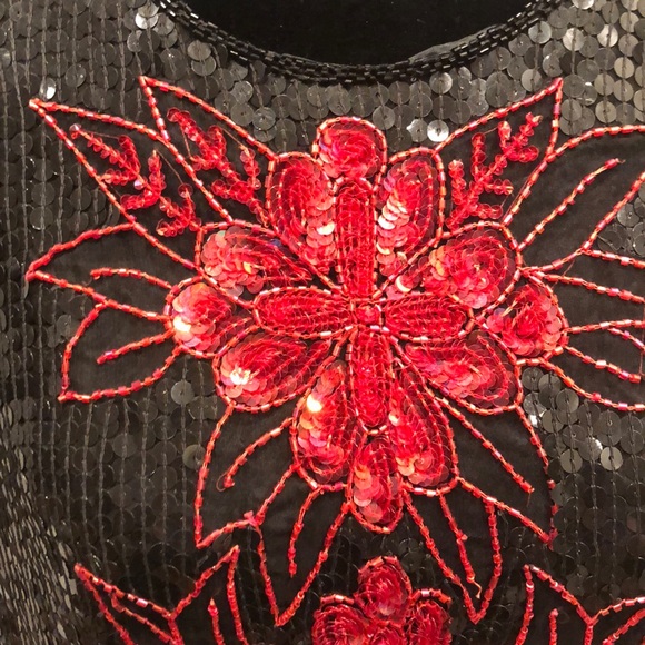 Vintage sequin 80’s top Christmas New Years dragon casino - Picture 2 of 8